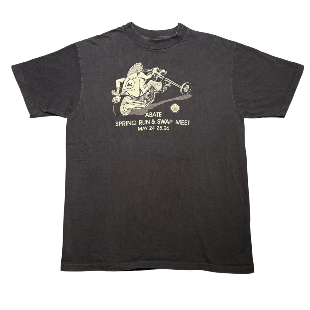 Vintage 80s ABATE Spring Run Harley Davidson Biker T-Shirt Beefy-T Large